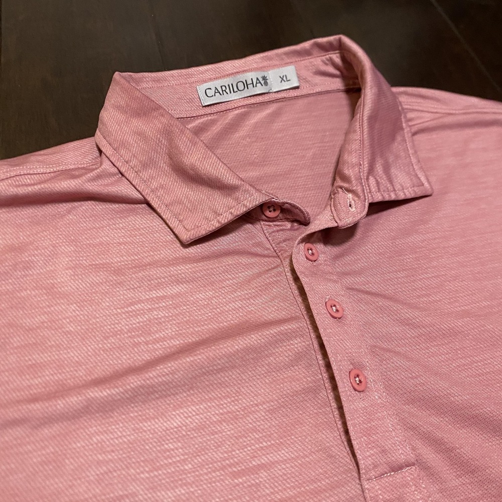 Cariloha Polo Shirt Mens XL Pink Heather‎ MJCord Performance Golf Casual